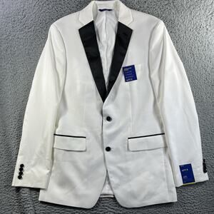 NWT Apt 9 Premier Flex Tuxedo Jacket Mens 40L Slim Fit White Black Lapel Wedding